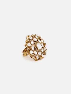 Gold plated kundan ring 4