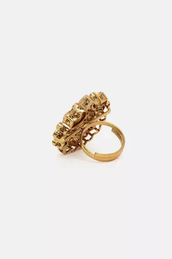 Gold plated kundan ring