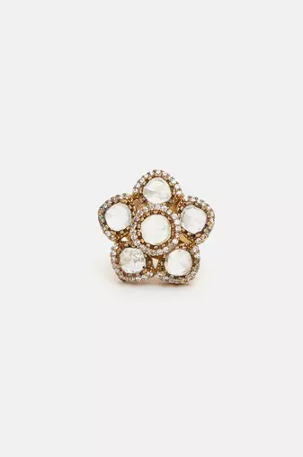 Gold plated kundan ring