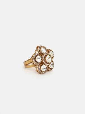 Gold plated kundan ring 4
