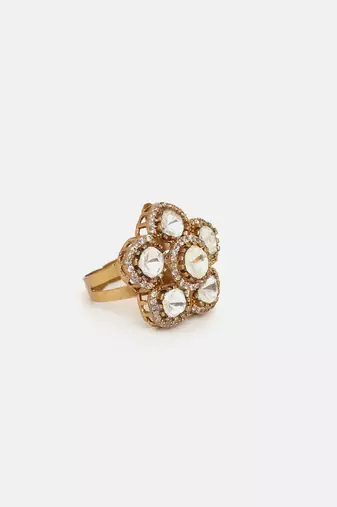 Gold plated kundan ring