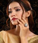 Gold plated kundan ring