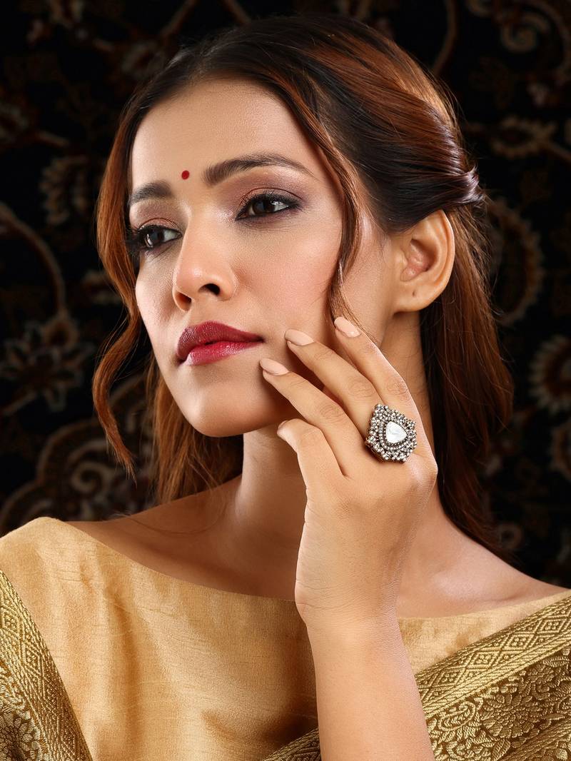 Gold plated kundan ring