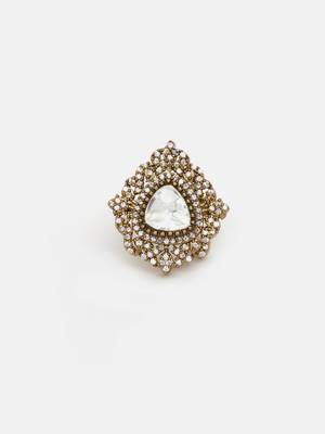 Gold plated kundan ring 3