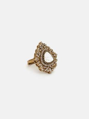 Gold plated kundan ring 4