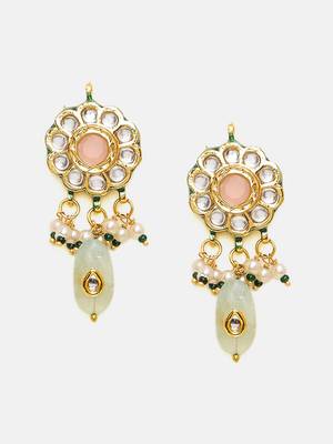 Gold plated kundan green stone Necklace Set 5