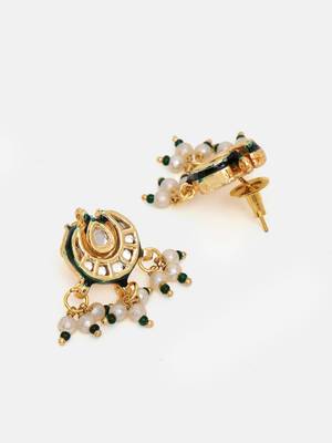 Gold plated kundan green stone Long Necklace Set 5