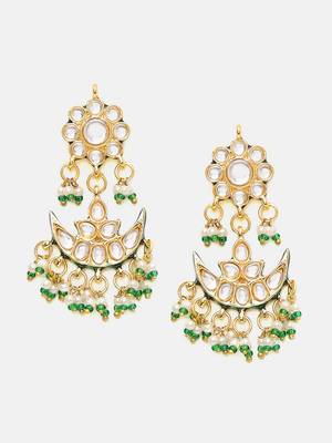 Gold plated kundan green stone Necklace Set 5