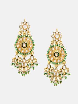 Gold plated kundan green stone Necklace Set 5