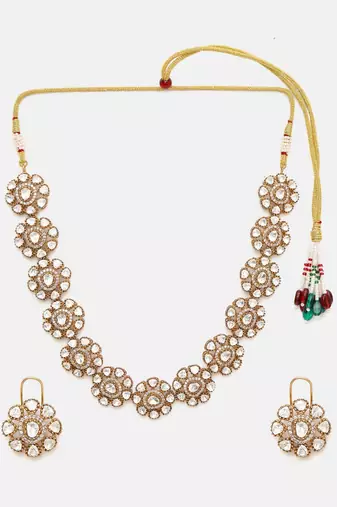 Gold plated kundan Choker Necklace set