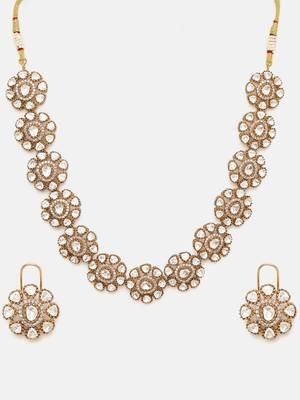 Gold plated kundan Choker Necklace set 4