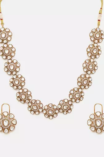 Gold plated kundan Choker Necklace set
