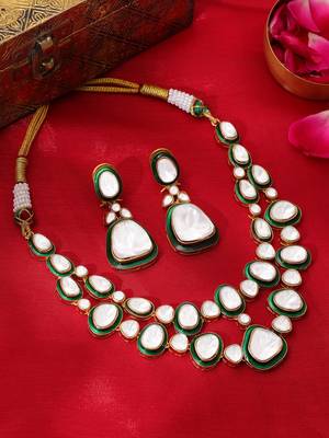 Gold plated kundan Layered Necklace Set 2