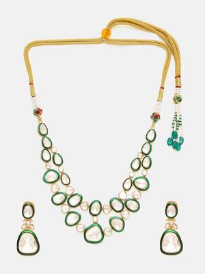 Gold plated kundan Layered Necklace Set 3