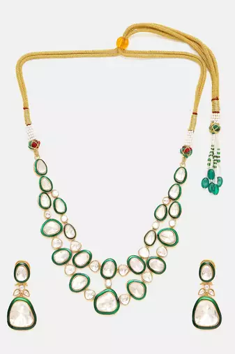 Gold plated kundan Layered Necklace Set