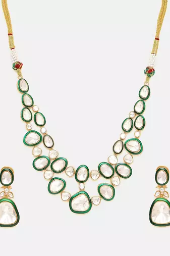 Gold plated kundan Layered Necklace Set