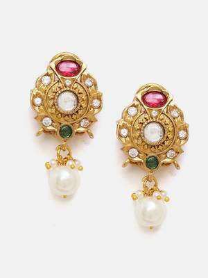 Gold plated kundan multicolor Stone Choker Necklace set 5