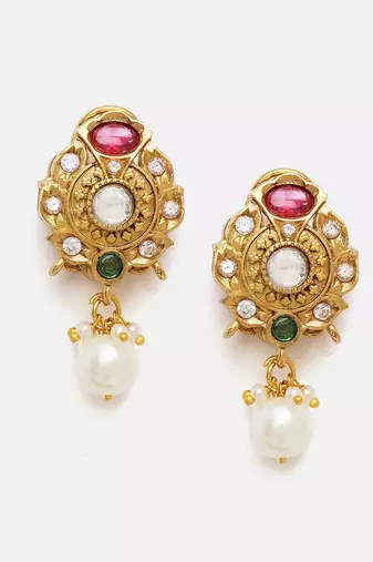 Gold plated kundan multicolor Stone Choker Necklace set