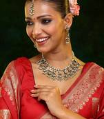 Gold plated kundan green stone Necklace Set