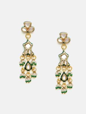 Gold plated kundan green stone Necklace Set 5