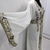 White & Gold Hand Embroidered Designer Stitched Kaftan Moroccan Style Georgette Gown with Crystal Detailing