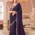 Dark purple georgette sequince & cut work border heavy designer blouse party wear saree