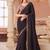 Dark burgundy georgette sequince & cut work border heavy designer blouse party wear saree