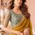 Mustard georgette resham & cut work border heavy designer blouse party wear saree