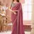 Onion pink georgette resham & cut work border heavy designer blouse party wear saree