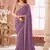 Lavender georgette resham & cut work border heavy designer blouse party wear saree