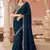 Peacock  blue georgette sequince & cut work border heavy designer blouse party wear saree
