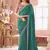 Sea green georgette resham & cut work border heavy designer blouse party wear saree
