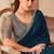 Peacock  blue georgette sequince & cut work border heavy designer blouse party wear saree