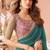 Sea green georgette resham & cut work border heavy designer blouse party wear saree
