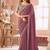 Plum georgette resham & cut work border heavy designer blouse party wear saree