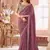Plum georgette resham & cut work border heavy designer blouse party wear saree