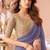 Lavender georgette resham & cut work border heavy designer blouse party wear saree