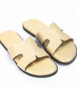 Beige solid leather flats