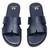 Navy blue solid leather flats