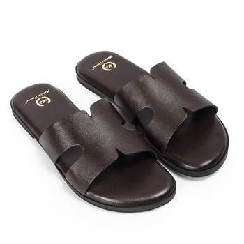 Brown solid leather flats 1