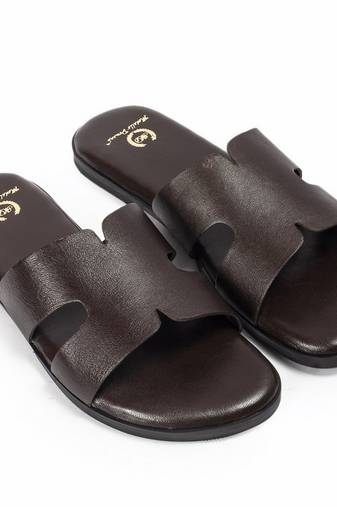 Brown solid leather flats