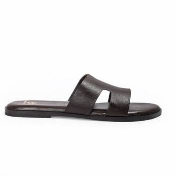 Brown solid leather flats 2