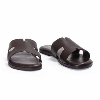 Brown solid leather flats 3