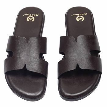 Brown solid leather flats 5