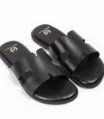 Black solid leather flats