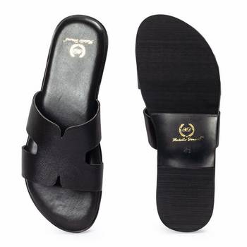 Black solid leather flats 4