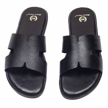 Black solid leather flats 5