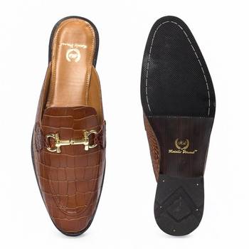 Brown solid leather mules 3