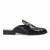 Black solid leather mules