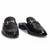 Black solid leather mules